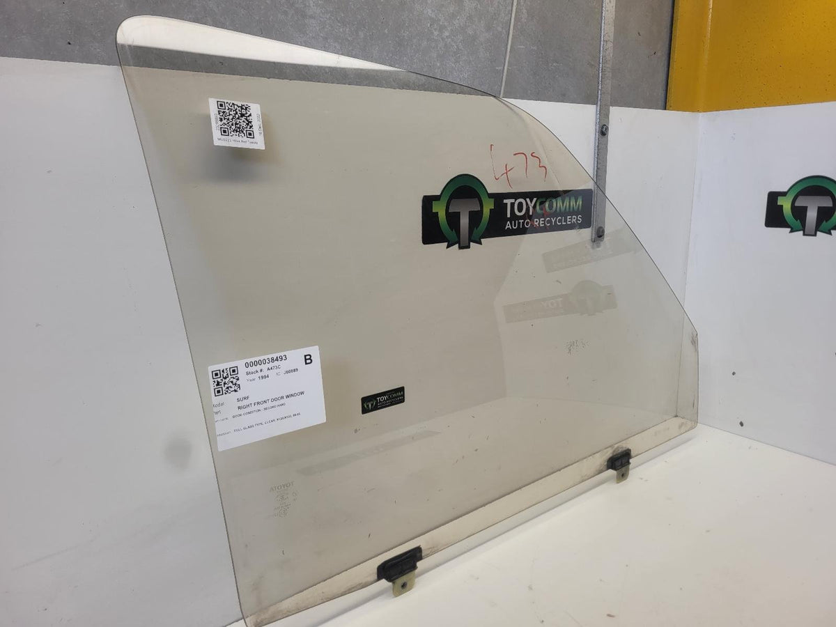 1989 to 1995 - Toyota Hilux Surf N120 N130 - Right Front Door Window - Full Glass Type, Clear