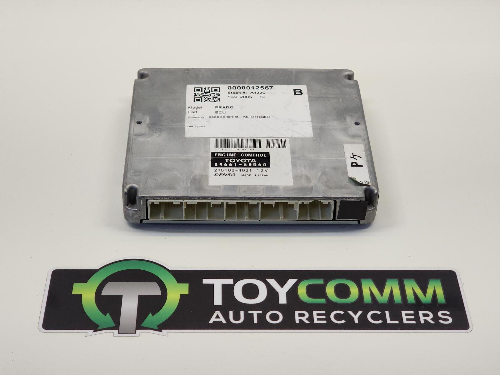 Aug 2004 to Oct 2009 - Toyota Land Cruiser Prado 120 Series Petrol 4.0L Engine Code 1GR-FE Automatic 5 Speed Imported - Engine ECU - Ecu Only - PN: 8966160D60