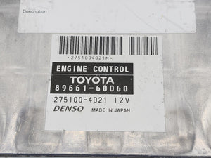 Aug 2004 to Oct 2009 - Toyota Land Cruiser Prado 120 Series Petrol 4.0L Engine Code 1GR-FE Automatic 5 Speed Imported - Engine ECU - Ecu Only - PN: 8966160D60
