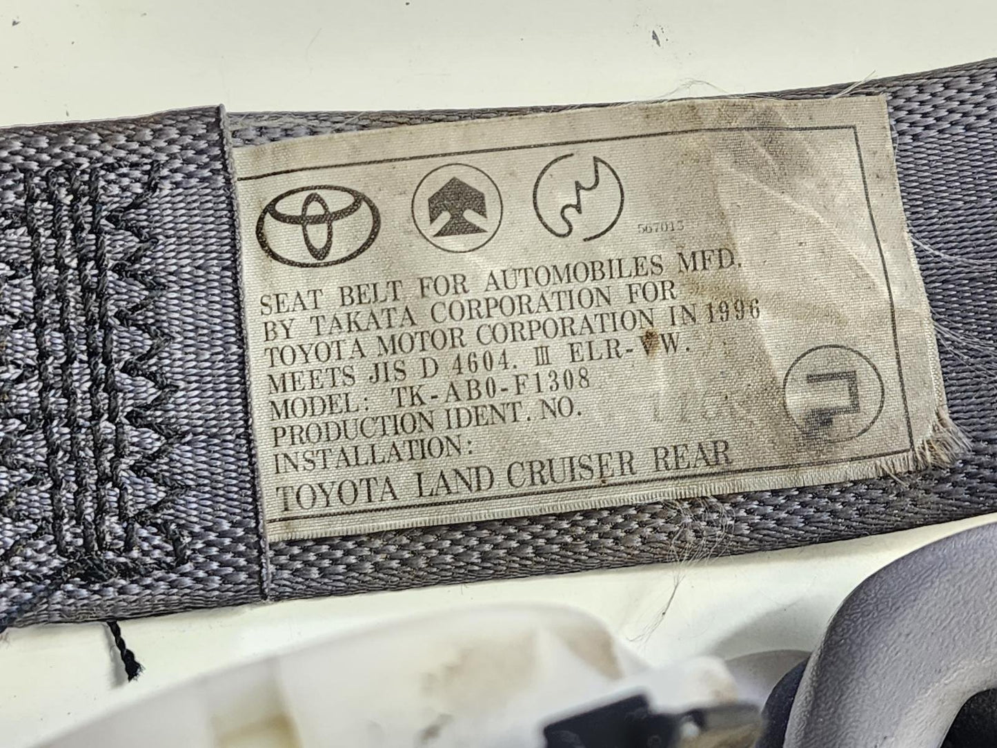 Jul 1996 to Jan 2003 - Toyota Land Cruiser Prado 95 Series - Left Rear 3rd Row Seat Belt - Grey