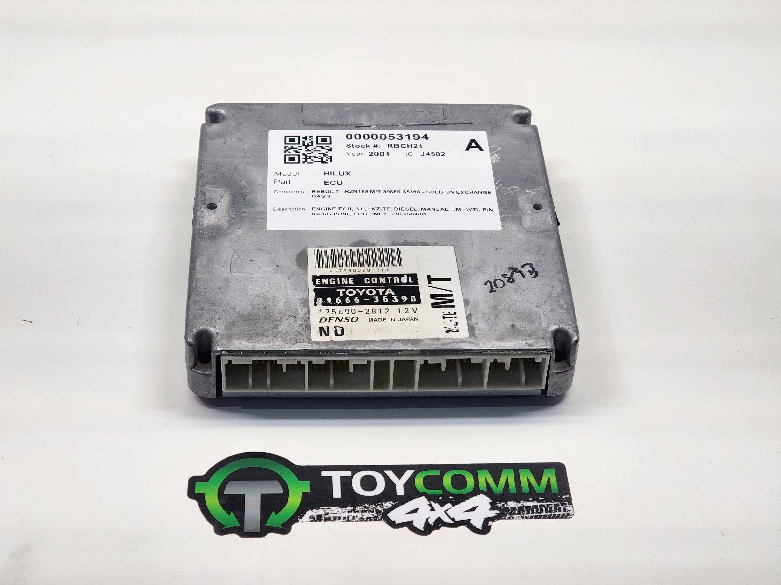 Sep 1997 to Feb 2005- Toyota Hilux Diesel 3.0L Engine Code 1KZ-TE Manual- Engine ECU- PN: 89666-35390