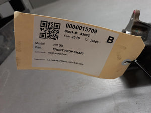 Jun 2015 to Sep 2017 - Toyota Hilux Petrol 4.0L Engine Code 1GR-FE Automatic - Front Prop Shaft